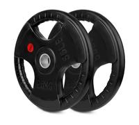 wuuhoo® I Piastre olimpiche Jan 50/51mm in qualità studio I Piastre gommate con anima in acciaio I set di 2 I Pesi per bilanciere con maniglie e boccola in acciaio I nero