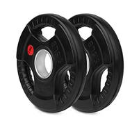 wuuhoo® I Piastre olimpiche Jan 50/51mm in qualità studio I Piastre gommate con anima in acciaio I set di 2 I Pesi per bilanciere con maniglie e boccola in acciaio I nero