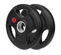 wuuhoo® I Piastre olimpiche Jan 50/51mm in qualità studio I Piastre gommate con anima in acciaio I set di 2 I Pesi per bilanciere con maniglie e boccola in acciaio I nero