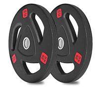 wuuhoo® I Piastre olimpiche Ray 50/51mm in qualità studio I Piastre gommate con anima in acciaio I set di 2 I Pesi per bilanciere con maniglie e boccola in acciaio I nero