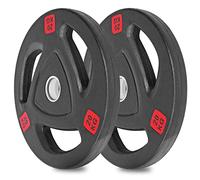 wuuhoo® I Piastre olimpiche Ray 50/51mm in qualità studio I Piastre gommate con anima in acciaio I set di 2 I Pesi per bilanciere con maniglie e boccola in acciaio I nero