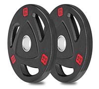 wuuhoo® I Piastre olimpiche Ray 50/51mm in qualità studio I Piastre gommate con anima in acciaio I set di 2 I Pesi per bilanciere con maniglie e boccola in acciaio I nero