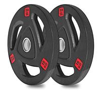wuuhoo® I Piastre olimpiche Ray 50/51mm in qualità studio I Piastre gommate con anima in acciaio I set di 2 I Pesi per bilanciere con maniglie e boccola in acciaio I nero