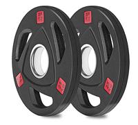 wuuhoo® I Piastre olimpiche Ray 50/51mm in qualità studio I Piastre gommate con anima in acciaio I set di 2 I Pesi per bilanciere con maniglie e boccola in acciaio I nero