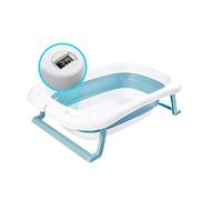 wuuhoo® Samy vaschetta per bambini ergonomica per bambini pieghevole I con termometro I per neonati e bambini I con e senza cuscino da bagno Vasca da bagno senza cuscino (Blu)