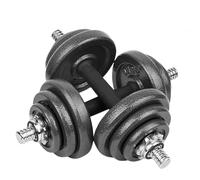 wuuhoo® Set Manubri Phil - Barra per Manubri con Dischi in Ghisa 27/30 mm, Manubri in Acciaio Cromato con Chiusura a Stella - Attrezzatura Fitness per Casa 20 kg