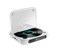 WUUISDNX Lettore CD con batteria integrata ad capacità da 1200 mAh Lettore CD compatto e ricaricabile con schermo LCD Suono per attività all'aperto e ascolto a casa, Bianco, 135x135x25mm