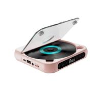 WUUISDNX Lettore CD con batteria integrata ad capacità da 1200 mAh Lettore CD compatto e ricaricabile con schermo LCD Suono per attività all'aperto e ascolto a casa, Rosa, 135x135x25mm