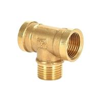 WUUKEPSG 1Pc 4 Ways Brass Pipe Fittings Equal Female Connector 1/8" 1/4" 3/8" Bsp Female Thread,For Grease System Hydraulic System/Tan/3/8"