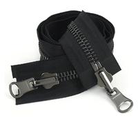 WUUKEPSG 2 Cerniere a Doppio Cursore da 70-100 cm Cerniere a Doppio Cursore con Apertura Frontale, Cerniera Rotante a Due Vie per Giacche, Cappotti e Abbigliamento, Accessori per Cucito Fai da Te/Blac