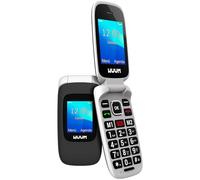 WUUM CLAP - Telefono Cellulare con sportello a doppio schermo | Tasti e numeri grandi | 2 Memorie dirette e Pulsante SOS | Bluetooth | Grande batteria 800mAh | USB-C | Nero