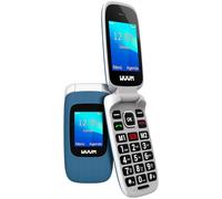 WUUM CLAP - Telefono Cellulare con sportello a doppio schermo | Tasti e numeri grandi | 2 Memorie dirette e Pulsante SOS | Bluetooth | Grande batteria 800mAh | USB-C | Blu