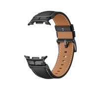 WUURAA Cinturino in pelle for Samsung Galaxy Watch 8 40MM 44MM Bracciale con connettore in acciaio inossidabile for cinturino di ricambio 8Classic 46MM(Black Black,For Watch 8 44mm)