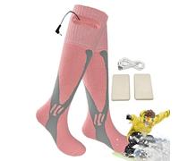 Wuvfojca Calza termica elettrica 2500 mAh, riscaldanti ricaricabili, in cotone, calzino riscaldato USB, riscaldamento a 360°, per sport invernali, sci, ciclismo, moto, caccia