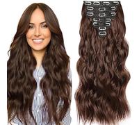 WuvuSnm Natural Wave Extension Capelli Veri Clip Human Hair Estensioni Dei Capelli Umani 120g 7Pcs Per Pack Invisible Remy Human Hair #4 Chocolate Brown Real Hair for Women Minimal Smell 22 Inch