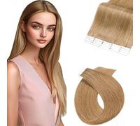 WuvuSnm Tape in Hair Extension adesive per capelli umani naturali e dritti #27 Honey Blonde Color 24 pollici 20 pezzi/70 g capelli umani adesivi per donne minime Smell Low Shedding