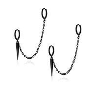 WUWEIJIAJIA Orecchini a cerchio pendenti a punta per donne e uomini, in acciaio inox, per cartilagine, trago, elica, avvolgere geometrici, personalizzati, punk, 0.55 inches, Argento sterling