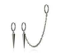 WUWEIJIAJIA Orecchini a cerchio pendenti a punta per donne e uomini, in acciaio inox, per cartilagine, trago, elica, avvolgere geometrici, personalizzati, punk, 0.55 inches, Argento sterling