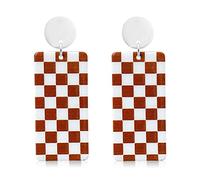 WUWEIJIAJIA Orecchini pendenti in acrilico a scacchi bianchi e neri, alla moda, minimalisti, con motivo a cuore e fiore, per donne e ragazze, gioielli da regalare, in acrilico