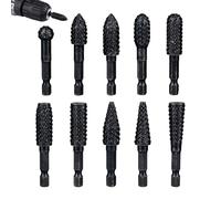 WUWENY Set di 10 raspa per legno Stubby con gambo esagonale da 6,35 mm, fresa per trapano per intagliare e incisione, funzionamento manuale