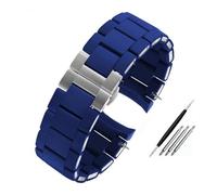 WUWMTUTCK Cinturino for orologio in acciaio inossidabile rivestito in silicone 20mm 23mm Nero Bianco Uomo Donna Cinturino adatto for Armani AR5890/5891/5906/5921(Blue silver,23mm)