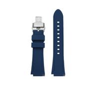 WUWMTUTCK Cinturino in gomma siliconica 24 * 16mm giunto convesso nero blu verde arancione cinturino da uomo adatto for Timex Adventure Tidal IQ T2N720 T2N721(Dark blue-Silver)
