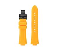 WUWMTUTCK Cinturino in gomma siliconica 24 * 16mm giunto convesso nero blu verde arancione cinturino da uomo adatto for Timex Adventure Tidal IQ T2N720 T2N721(Yellow-Black)
