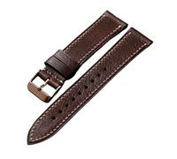 WUWMTUTCK Cinturino in pelle Folio 18 20 22MM for clip marrone morbido nero cucito a mano, adatto for braccialetti da uomo di orologi vintage(A rose gold buckle,21mm)