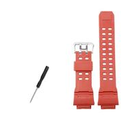 WUWMTUTCK Cinturino orologio in gomma siliconica 16mm giunto convesso nero rosso arancione blu verde beige cinturino adatto for CASIO adatto for G-SHOCK 3410 GW-9400 GW9300(A Red-S)
