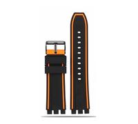 WUWMTUTCK Cinturino orologio in gomma siliconica 21mm Sport Nero Arancione Blu Rosso Arancione Gary Lines Cinturino da uomo adatto for Swatch YVS400 YVS451 YVB404(Black orange-B pin,19mm)