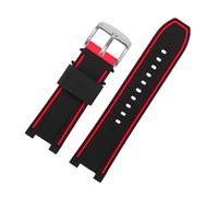 WUWMTUTCK Cinturino orologio in gomma siliconica giunto concavo nero arancione rosso grigio linee cinturino da uomo adatto for Hamilton Khaki NAVY H78716983 H78615335(Black red-S pin)