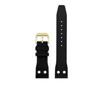 WUWMTUTCK Cinturino orologio in silicone fluorurato 20mm 21mm 22mm Morbido antipolvere Blu Nero Verde scuro for cinturino rivetto adatto for IWC Pilot Mark-xx(Black-G pin,22mm)