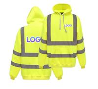 WUWWUT Felpa ad alta visibilità da uomo, ad alta visibilità, da lavoro, con cappuccio riflettente, personalizzabile con il tuo logo, Giallo, S