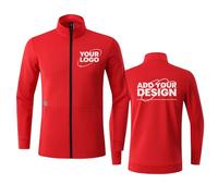 WUWWUT Giacca da uomo personalizzabile con zip e colletto alla coreana, felpa leggera personalizzata Aggiungi il tuo logo nome foto, Rosso, S