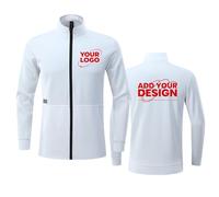 WUWWUT Giacca da uomo personalizzabile con zip e colletto alla coreana, felpa leggera personalizzata Aggiungi il tuo logo nome foto, bianco, M