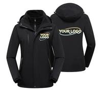 WUWWUT Giacca impermeabile antivento da donna 3 in 1 con stampa personalizzata con cappuccio rimovibile in pile abbigliamento da lavoro Aggiungi il tuo logo, Nero , M