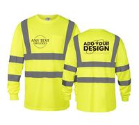 WUWWUT Maglietta da lavoro ad alta visibilità, riflettente, a maniche lunghe, ad alta visibilità, per edilizia e attività all'aperto, Giallo, S