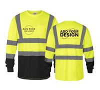 WUWWUT Maglietta da lavoro ad alta visibilità, riflettente, a maniche lunghe, ad alta visibilità, per edilizia e attività all'aperto, Giallo/blu navy., M