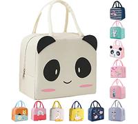 WUWYOUWL Lunch Bag, Cute Carton Isolato Lunch Box, Riutilizzabili Lunch Cooler Bags, Impermeabile Pieghevole Lunch Bag per le Donne Bambini (bianco panda)