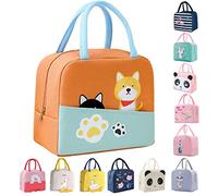WUWYOUWL Lunch Bag, Cute Carton Isolato Lunch Box, Riutilizzabili Lunch Cooler Bags, Impermeabile Pieghevole Lunch Bag per le Donne Bambini (arancione cane)