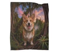 WUXHRL Coperta in Pile Con Corgi, Plaid Coperta Per Letto, Divano, Ufficio Con Rainforest, Super Morbida E Calda Idee Regalo Per Adolescenti E Adulti 80x90inch(200x230cm)