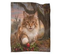 WUXHRL Coperta in Pile Con Norwegian Forest Cat, Plaid Coperta Per Letto, Divano, Ufficio Con Giant Tree, Super Morbida E Calda Idee Regalo Per Adolescenti E Adulti 80x90inch(200x230cm)