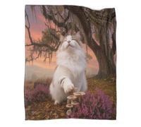 WUXHRL Coperta in Pile Con Norwegian Forest Cat, Plaid Coperta Per Letto, Divano, Ufficio Con Rubber Tree, Lusso E Confort Idee Regalo Per Adolescenti E Adulti 50x60inch(127x152cm)