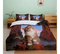 WUXHRL Set Di Biancheria Da Letto Con Motivo Norwegian Forest Cat Microfibre 100% Set Copripiumino Cave Con Federa Adatto Per Camere Da Letto Per Bambini Adolescenti King（220x240cm）
