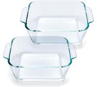 Wuxiuxiu Set da 2 pezzi di piccole pentole in argilla, teglia quadrata in vetro da 12,7 cm, teglia da forno indipendente