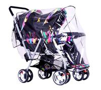 Wuyangcun Parapioggia per passeggino gemellare, anteriore e posteriore, universale, protezione dalle intemperie, in PVC, con fori per l'aria, trasparente