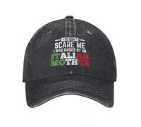 WUYIJGCS Classico Sollevato da Una Madre Italiana, Bandiera Italiana, Slogan Denim Cappello Leggero Caps Donna Berretto da Baseball Uomo Essenziale per L'Estate