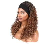 Wuyooprt Parrucche per capelli a onda profonda, parrucca riccia di onda profonda, Parrucche di pizzo berretto a maglie traspirante design umano reale, Cinghie regolabili per capelli, estensioni di