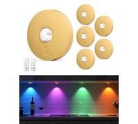 WUYOR Luci ricaricabili con telecomando, 1500 mAh, funzionamento a batteria, 13 colori, dimmer e timer, lampade da incasso, lampade a pressione, luci per armadio, oro 6 pezzi