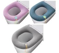 Wuyue Hua 3 pezzi più spessi bagno morbido copri water con maniglia, ovale, multicolore